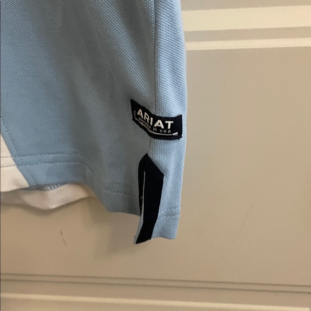 Ariat Womens Light Blue and Gray Polo Shirt - Picture 3 of 7